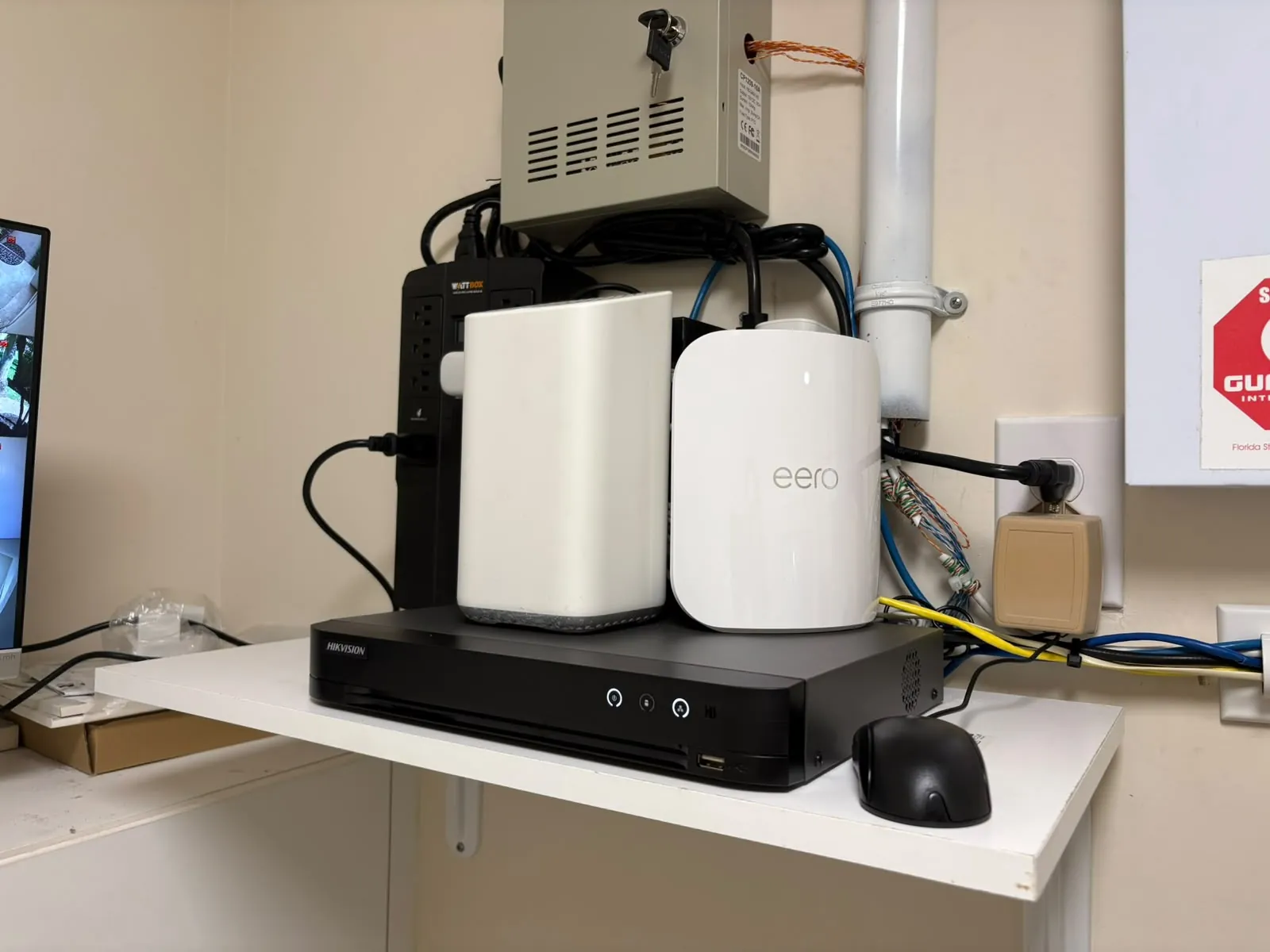 Wi-Fi and control equipment on a residential shelf